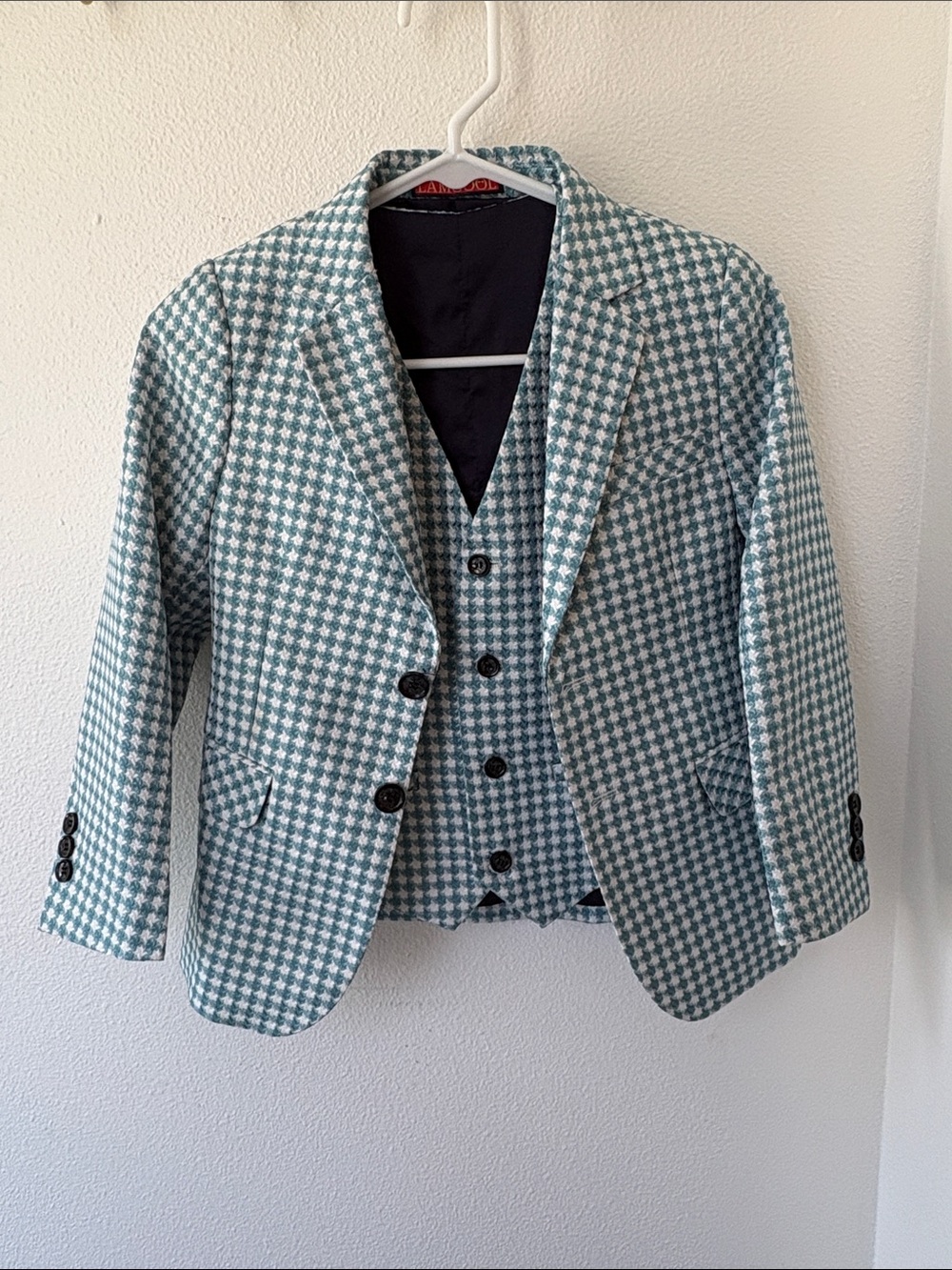 Boys Lamgool Blazer with Matching Vest - 7Y